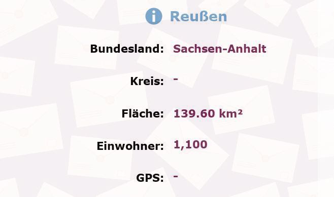 1 Postleitzahl in Reußen, Sachsen-Anhalt