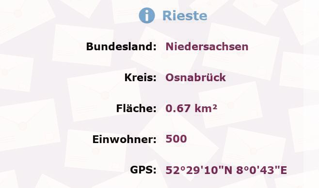 1 Postleitzahl in Rieste, Niedersachsen