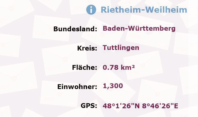 1 Postleitzahl in Rietheim-Weilheim, Baden-Württemberg