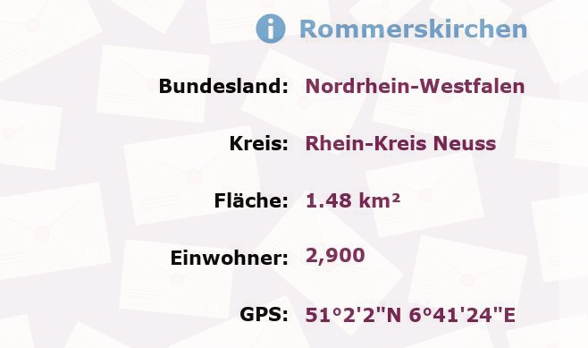 1 Postleitzahl in Rommerskirchen, Nordrhein-Westfalen