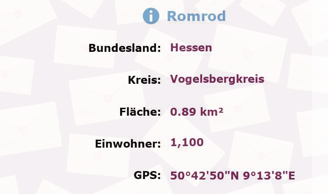 1 Postleitzahl in Romrod, Hessen