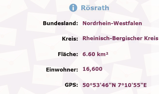 1 Postleitzahl in Rösrath, Nordrhein-Westfalen