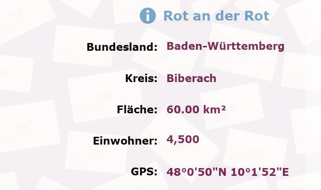 1 Postleitzahl in Rot an der Rot, Baden-Württemberg