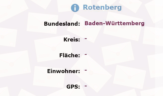 1 Postleitzahl in Rotenberg, Baden-Württemberg