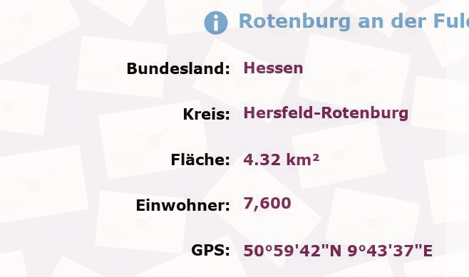 1 Postleitzahl in Rotenburg an der Fulda, Hessen