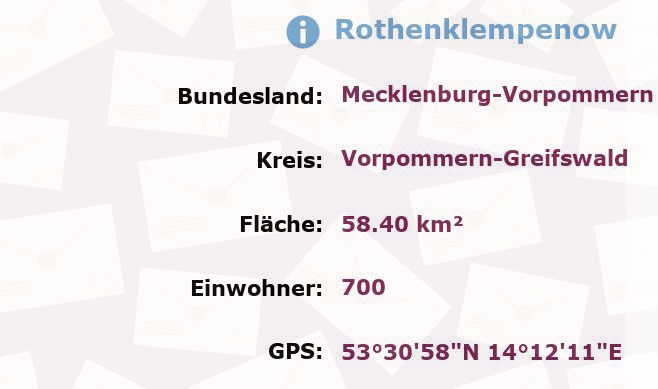 1 Postleitzahl in Rothenklempenow, Mecklenburg-Vorpommern