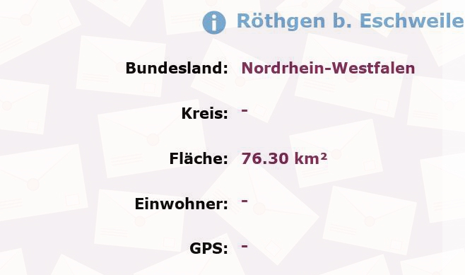 1 Postleitzahl in Röthgen b. Eschweiler, Nordrhein-Westfalen