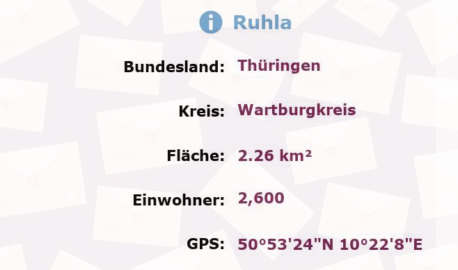 2 Postleitzahlen in Ruhla, Thüringen