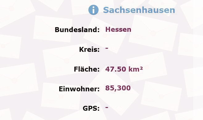 4 Postleitzahlen in Sachsenhausen, Hessen