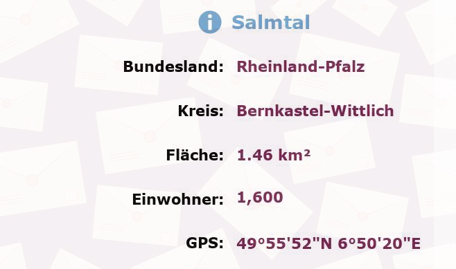 1 Postleitzahl in Salmtal, Rheinland-Pfalz