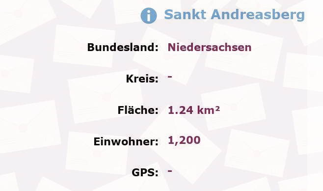 1 Postleitzahl in Sankt Andreasberg, Niedersachsen