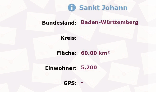 1 Postleitzahl in Sankt Johann, Baden-Württemberg