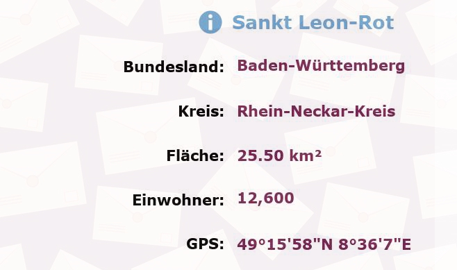 1 Postleitzahl in Sankt Leon-Rot, Baden-Württemberg