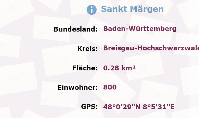 1 Postleitzahl in Sankt Märgen, Baden-Württemberg