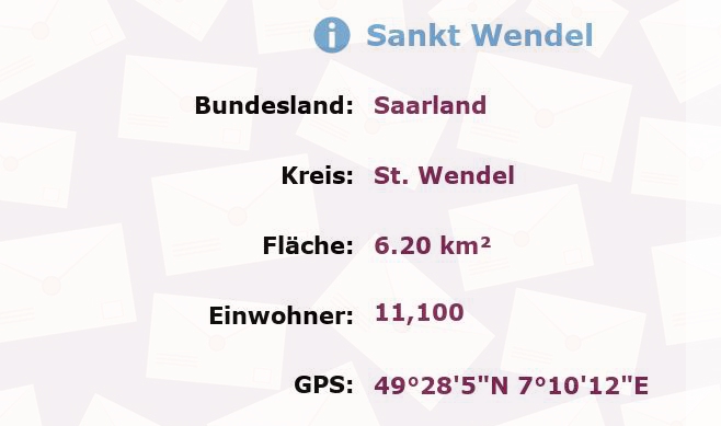 1 Postleitzahl in Sankt Wendel, Saarland