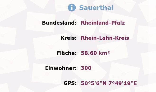 1 Postleitzahl in Sauerthal, Rheinland-Pfalz