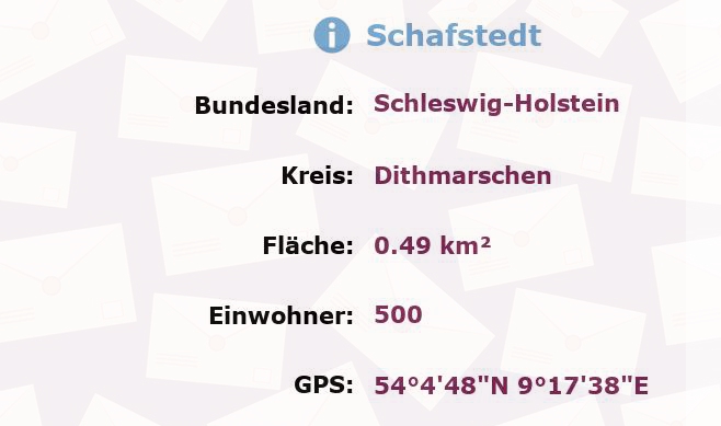 1 Postleitzahl in Schafstedt, Schleswig-Holstein