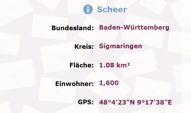 1 Postleitzahl in Scheer, Baden-Württemberg