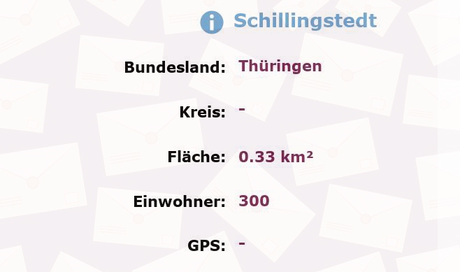 1 Postleitzahl in Schillingstedt, Thüringen