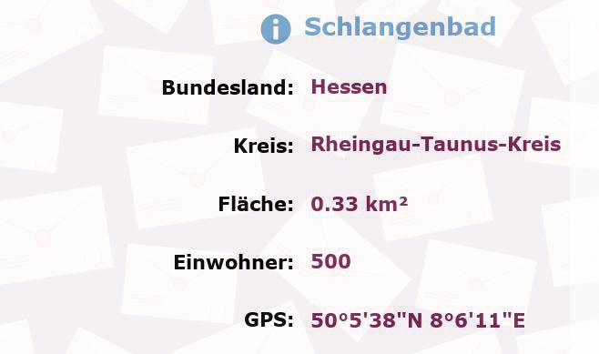 1 Postleitzahl in Schlangenbad, Hessen