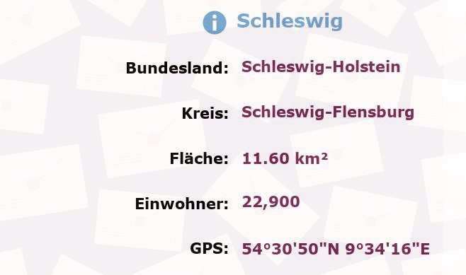 2 Postleitzahlen in Schleswig, Schleswig-Holstein