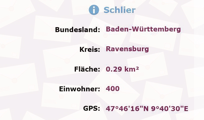 1 Postleitzahl in Schlier, Baden-Württemberg