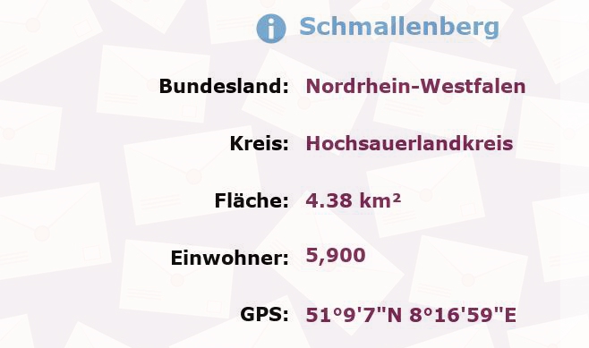 1 Postleitzahl in Schmallenberg, Nordrhein-Westfalen