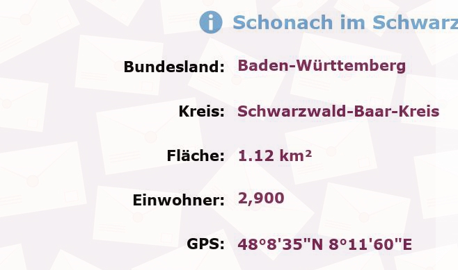 1 Postleitzahl in Schonach im Schwarzwald, Baden-Württemberg