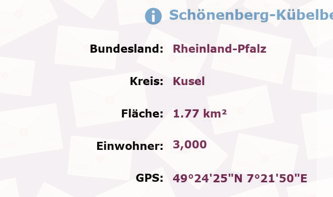 1 Postleitzahl in Schönenberg-Kübelberg, Rheinland-Pfalz