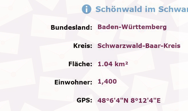 1 Postleitzahl in Schönwald im Schwarzwald, Baden-Württemberg