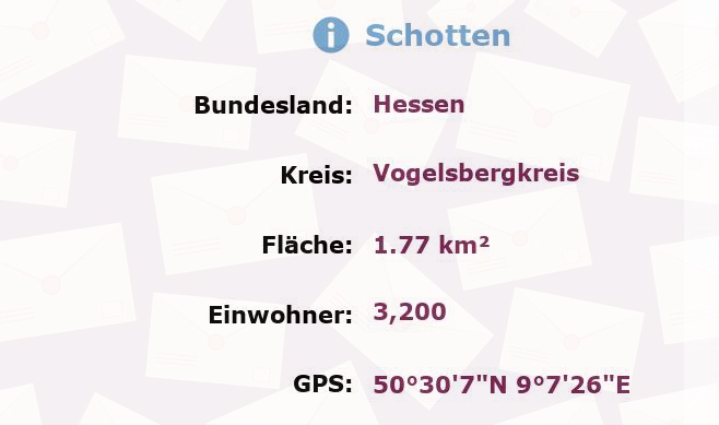 1 Postleitzahl in Schotten, Hessen