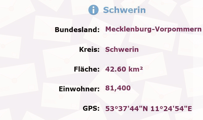 6 Postleitzahlen in Schwerin, Mecklenburg-Vorpommern