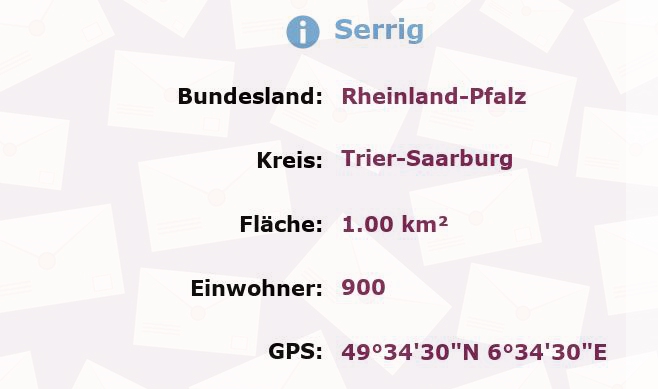 1 Postleitzahl in Serrig, Rheinland-Pfalz