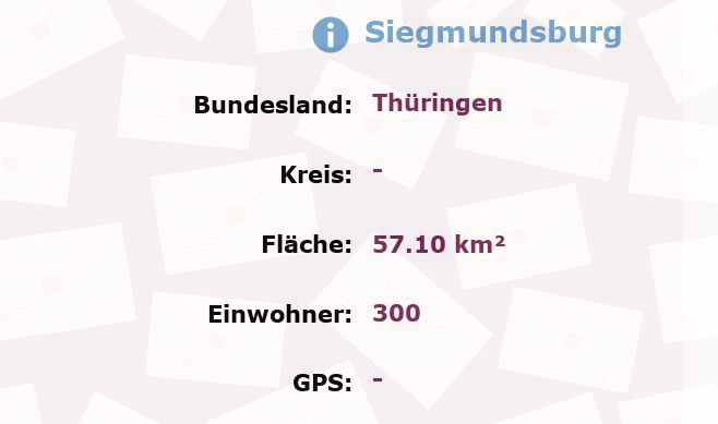 1 Postleitzahl in Siegmundsburg, Thüringen