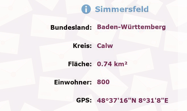 1 Postleitzahl in Simmersfeld, Baden-Württemberg