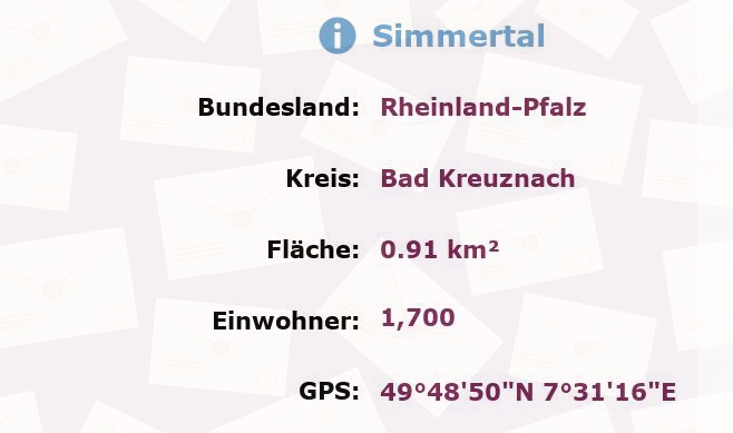 1 Postleitzahl in Simmertal, Rheinland-Pfalz