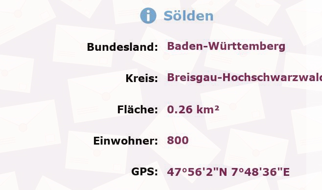 1 Postleitzahl in Sölden, Baden-Württemberg