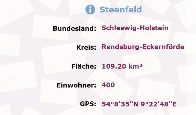 1 Postleitzahl in Steenfeld, Schleswig-Holstein