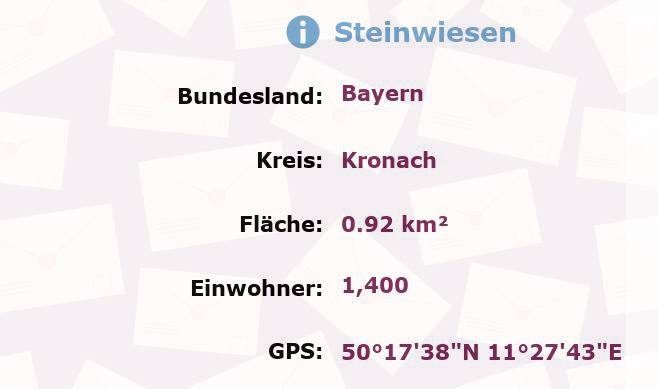 1 Postleitzahl in Steinwiesen, Bayern