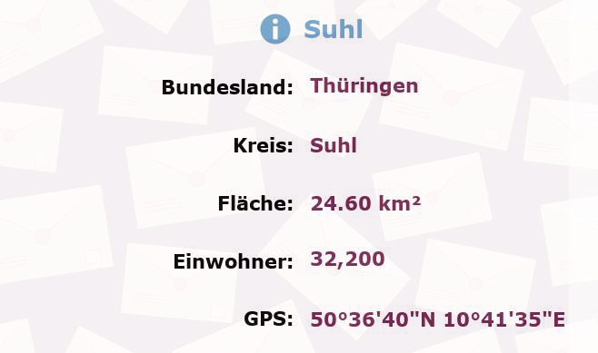 3 Postleitzahlen in Suhl, Thüringen