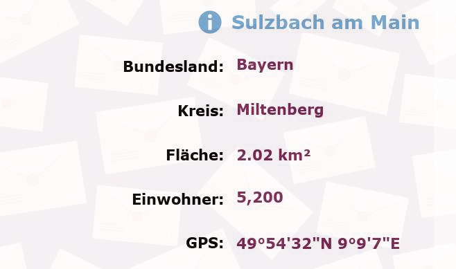 1 Postleitzahl in Sulzbach am Main, Bayern