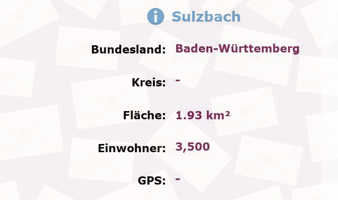 1 Postleitzahl in Sulzbach, Baden-Württemberg