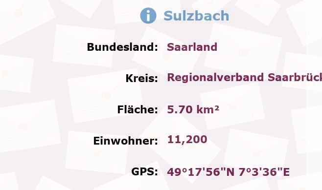 1 Postleitzahl in Sulzbach, Saarland