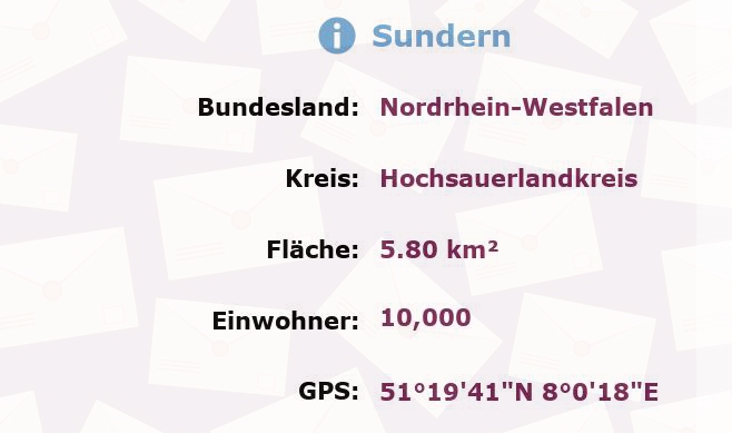 1 Postleitzahl in Sundern, Nordrhein-Westfalen