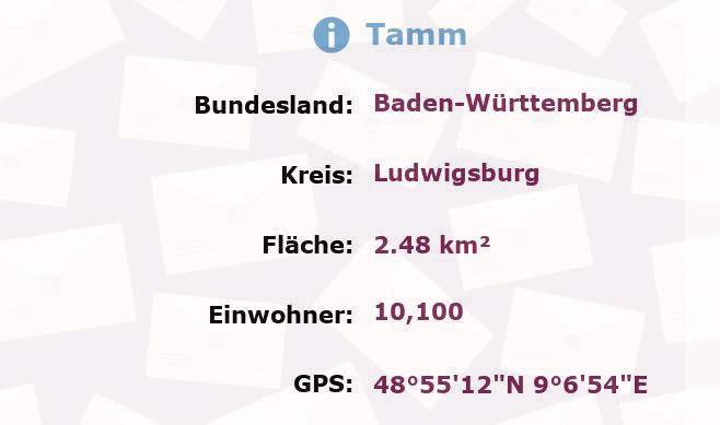 1 Postleitzahl in Tamm, Baden-Württemberg