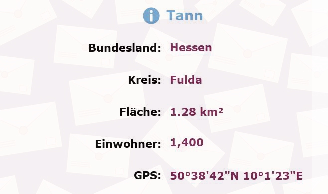 1 Postleitzahl in Tann, Hessen