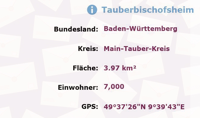 1 Postleitzahl in Tauberbischofsheim, Baden-Württemberg