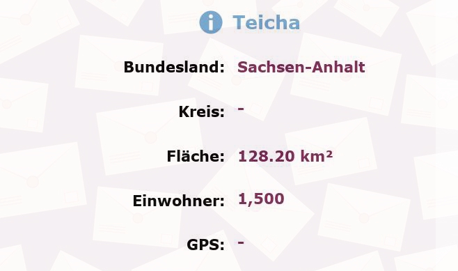 1 Postleitzahl in Teicha, Sachsen-Anhalt