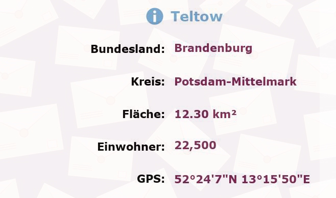 3 Postleitzahlen in Teltow, Brandenburg