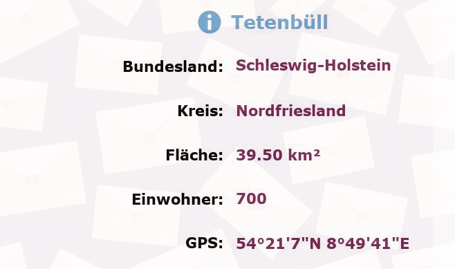 1 Postleitzahl in Tetenbüll, Schleswig-Holstein